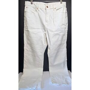 INC Denim‎ White Cropped Flare Jeans Womens Size 14 Raw Hem Casual Denim